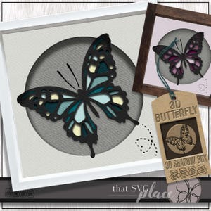 Papillon 3D SVG, modèle Shadowbox en couches, caisson lumineux en papier découpé, SVG Shadow Box, fichier de coupe Cricut