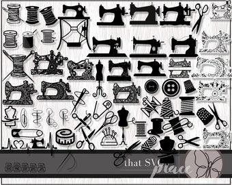 Naaimachine sticker SVG-bundel, silhouet Cricut Glowforge gesneden bestand, clipart