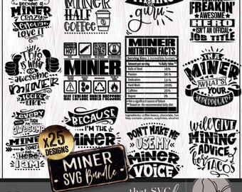 Miner SVG, Funny Geology Student SVG Bundle, Sublimation PNG Designs, Rockhound Appreciation Gift, Mining Shirt Tumbler Svg