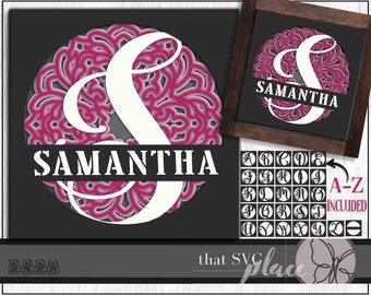 Monogram SVG, achternaam SVG, Shadow Box SVG, familienaam Svg, gesplitste brief monogram Svg, alfabet Svg, 3D Shadow Box Svg, Cricut