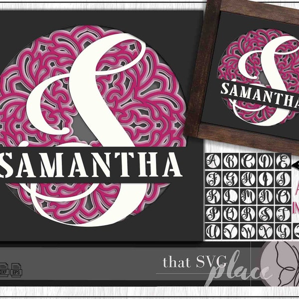 Split Letter Monogram SVG, Last Name SVG, Shadow Box SVG, Family Name Svg, Split Monogram Svg, Alphabet Svg, 3D Shadow Box Svg, Cricut
