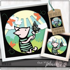 3D Knorretje SVG, gelaagde schaduwbox-sjabloon, papier gesneden lichtbak, klassieke Pooh SVG-schaduwdoos, Winnie de Poeh, Pooh Bear SVG, Cricut Cut-bestand