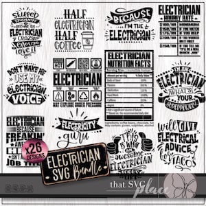 Pacote SVG PNG para eletricista, SVG elétrico engraçado, presente de agradecimento de formatura, copo de camisa SVG, arquivo de corte Cricut