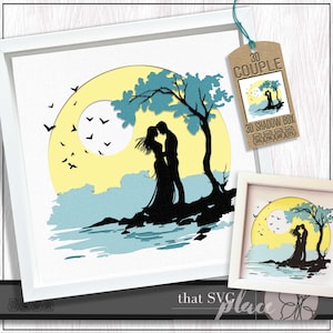 3D Couples SVG, Shadowbox SVG, Layered Papercut Template Digital Download, Shadow Box Frame SVG, Cricut Cut File