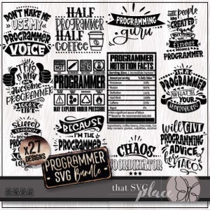 Programmeur SVG, lot PNG pour développeur de logiciels, cadeau d'appréciation de codeur, ingénieur Svg, Svg de valeur nutritive, chemise Svg, fichier de coupe Cricut