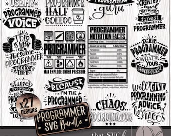 Programmer SVG, Software Developer PNG Bundle, Coder Appreciation Gift, Engineer Svg, Nutrition Facts Svg, Shirt Svg, Cricut Cut File
