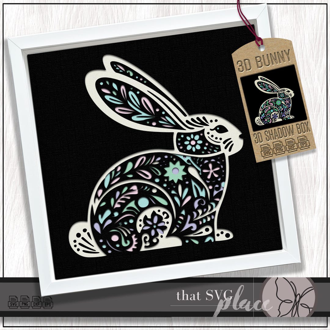 Easter Bunny SVG, 3D Layered Shadowbox Template, Paper Cut Light Box ...