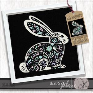Lapin de Pâques SVG, modèle Shadowbox en couches 3D, caisson lumineux en papier découpé, lapin SVG, SVG Shadow Box, fichier de coupe Cricut