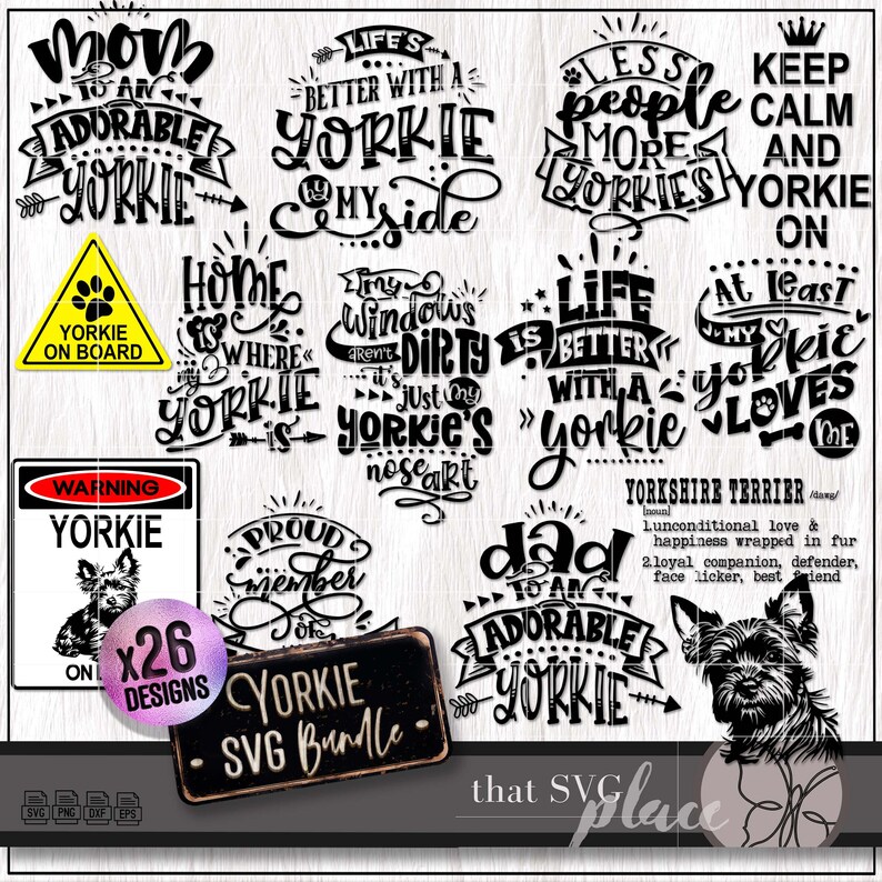 Yorkie SVG, Yorkshire Terrier SVG Bundle, Mom Dad Shirt PNG Clipart ...