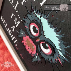 Uggla SVG, 3D-lagers Shadowbox-mall, pappersskuren ljuslåda, roligt citat, Shadow Box SVG, fågel SVG, Cricut-klippfil bild 6