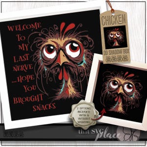 3D Chicken SVG, Layered Shadowbox Template, Caixa de Luz de Corte de Papel, Citação Engraçada, Caixa de Sombra de Galo SVG, Arquivo de Corte Cricut