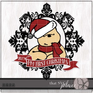 Mijn eerste kerst SVG, Winnie de Poeh SVG, Navidad SVG, klassieke Pooh Svg, sublimatie Cricut snijbestand