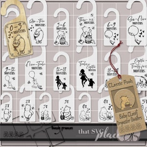 Babykast Dividers SVG, klassieke Winnie de Pooh SVG, babykleertjes Divider Svg, kinderkamer kast, kast organisator, Glowforge SVG-sjablonen
