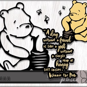 Pooh Bear SVG, klassieke Pooh, Cricut SVG, silhouet SVG, Glowforge-snijbestand