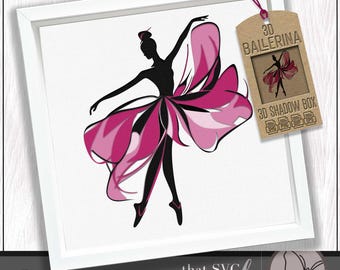 3D Ballerina SVG, 3D Layered Shadowbox Template, Dancer Svg, Paper Cut Light Box, Shadow Box SVG, Lightbox, SVG Cricut Cut File