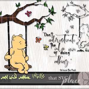 Klassieke Winnie de Poeh SVG, Winnie de Poeh SVG, klassieke Pooh clipart, Cricut silhouet snijden bestand, digitale download