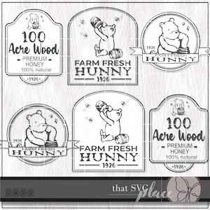 Winnie the Pooh SVG, Oso Pooh SVG, Etiqueta de Pooh Clipart, PNG, Archivo de corte Cricut Silhouette Glowforge, Descarga digital
