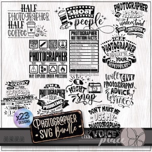 Photographe SVG PNG Bundle, appareil photo Clipart SVG, Svg photographie, cadeau de remerciement, photographe chemise Svg