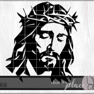 Rosto de Jesus SVG, Coroa de espinhos SVG, Fé SVG, Cristo Svg, Christian Svg, Silhueta de arquivo de corte Cricut, Glowforge Digital Download
