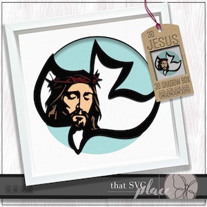 3D Jésus SVG, SVG du Saint-Esprit, modèle Shadowbox en couches, caisson lumineux en papier découpé, SVG visage de Jésus, Shadow Box Svg, fichier de coupe Cricut