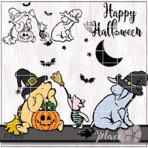 Classico Winnie the Pooh Pimpi Eeyore in formato SVG, PNG DXF, Classico Pooh Orsetto Halloween in formato SVG, Dolcetto o scherzetto in formato SVG, File di taglio Cricut, Decalcomania Pooh in formato SVG