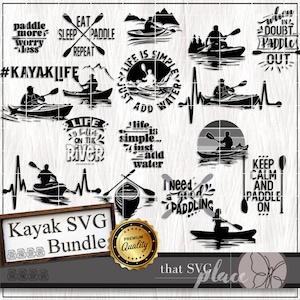 Kajak boot SVG bundel clipart Lake River Life PNG DXF vectorbestanden voor Cricut SVG