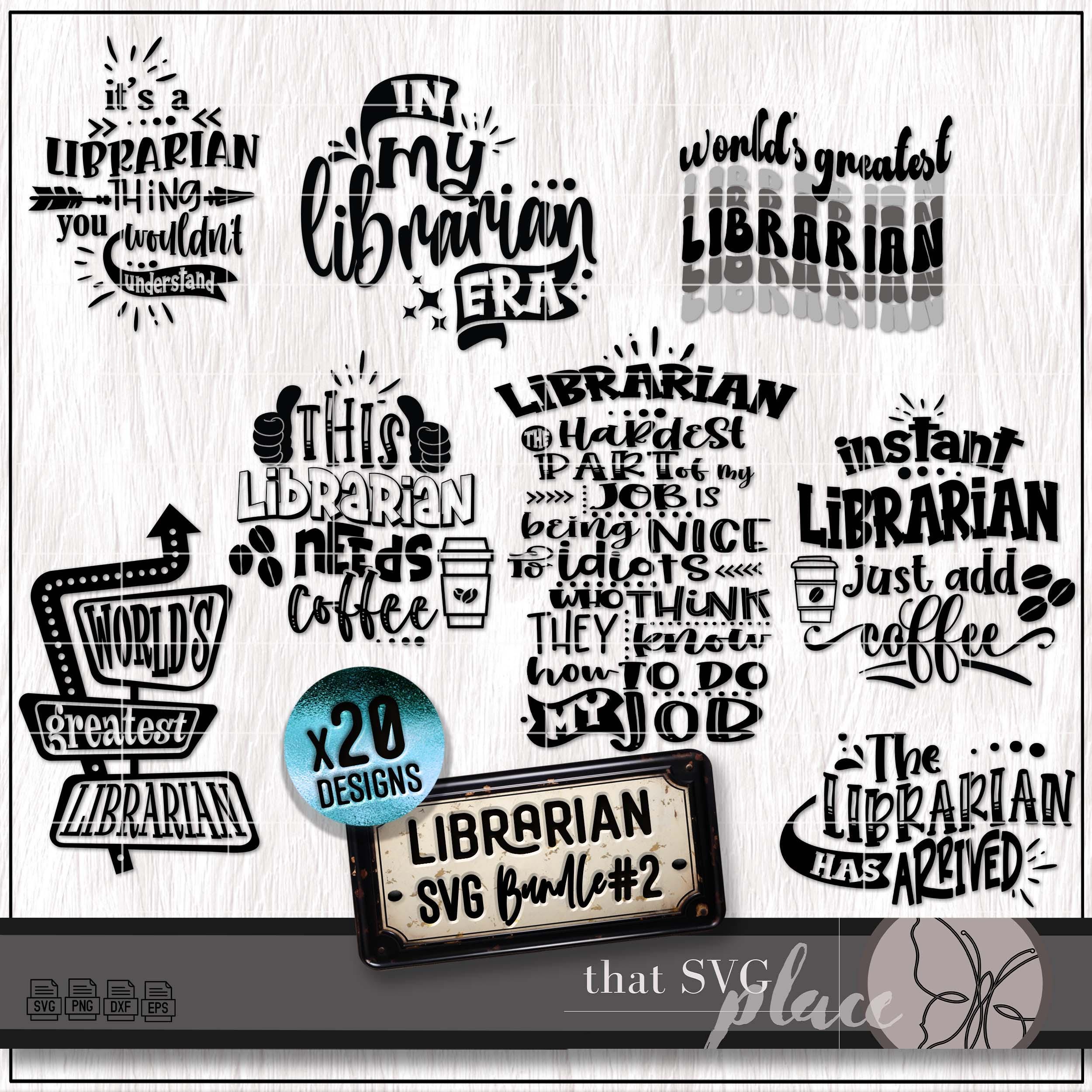 Librarian SVG PNG Bundle #2, Library SVG, School Librarian Svg, Book ...