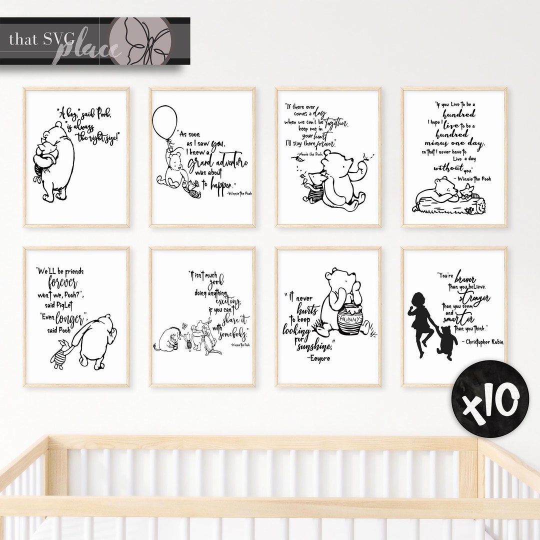 Winnie-the-pooh Quotes Printable Wall Art, Classic Pooh Nursery Decor ...
