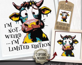 3D Highland Cow SVG #4, Layered Shadowbox Template, Paper Cut Light Box, Funny Quote, Cute Cow SVG Shadow Box, Cricut Cutting File