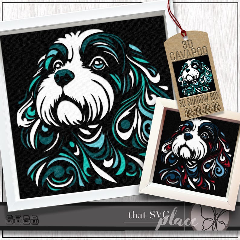 3D Cavapoo SVG, Layered Shadowbox Template, Paper Cut Light Box, Pet ...