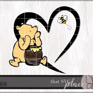 Pooh Bear SVG PNG Clipart DXF, klassieke Winnie de Poeh Svg Cricut Cut-bestand, digitale download