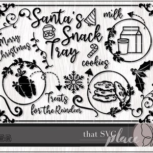 Babbo Natale Vassoio SVG, Santa Plate SVG, Biscotti per Babbo Natale SVG, Caro Babbo Natale Svg, Rettangolare Babbo Natale Vassoio Svg