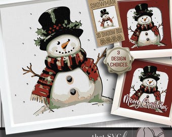 3D Snowman SVG, Layered Shadowbox Template, Paper Cut Light Box, Christmas Shadow Box SVG, Cricut Cut File