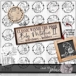Baby mijlpaal SVG, Winnie de Poeh, klassieke Winnie de Poeh, Knorretje, Iejoor SVG, Cricut Cut-bestand, silhouet Glowforge Cutting-bestand