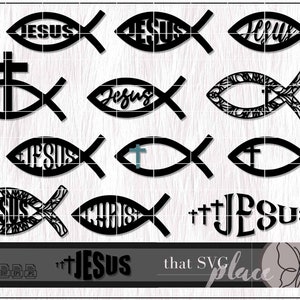 Jesus Fisch SVG, Jesus SVG, Glaube SVG, Christus SVG Cricut schneiden Datei Silhouette, Glowforge digitaler Download