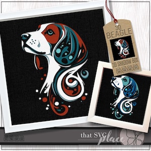 Beagle 3D SVG n. 2, modello Shadowbox a strati, Lightbox in carta ritagliata, memoriale per animali domestici, Shadowbox SVG, file di taglio Cricut