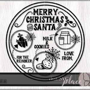 Santa Tray SVG, Santa Plate SVG, Koekjes voor Santa SVG, Beste Santa Tray Svg, Round Santa Tray Svg, Beste Santa Cookie Tray Svg