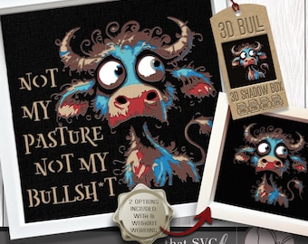 3D Highland Cow SVG, Layered Shadowbox Template, Paper Cut Light Box, Funny Quote, Cute Cow SVG Shadow Box, Cricut Cutting File