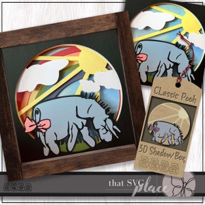 Iejoor SVG, Shadow Box SVG, klassieke Pooh SVG, Winnie de Poeh, 3D Svg, Cricut-bestand voor snijden, digitale download