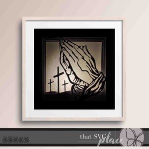 3D Shadow Box Easter, Praying Hands SVG, EPS, PNG, Cricut Silhouette Glowforge Cutting File, Téléchargement numérique