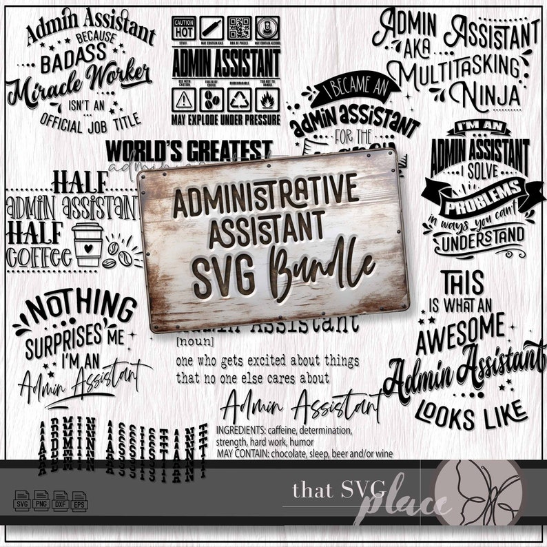 Sekretarka SVG, Asystent administracyjny SVG PNG Bundle, Zabawny pracownik biurowy szkoły Svg, Prezent z podziękowaniami dla administratora, Profesjonalna koszulka administratora Svg