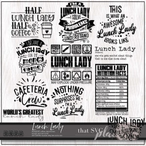 Lunch Lady SVG, Lunch Lady PNG, cuisinier Svg, Chef Svg, Svg de l'équipage de la cafétéria, fichier Svg Bundle de Svg de la cafétéria, fichier de coupe Cricut cadeau appréciation