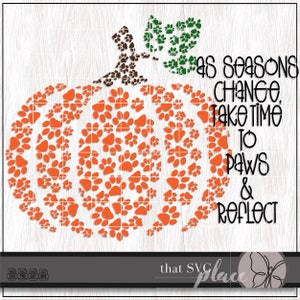 Pompoen SVG PNG Clipart, Paw Svg, Herfst SVG, Paw Svg, Val Deur Hanger Svg, Val Quote Svg, Silhouet Svg, Cricut Cut File