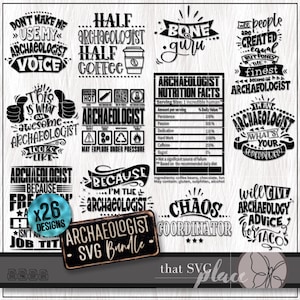 Archeologo SVG, divertente pacchetto SVG per studenti di archeologia, disegni PNG per sublimazione, regalo di apprezzamento, maglietta SVG