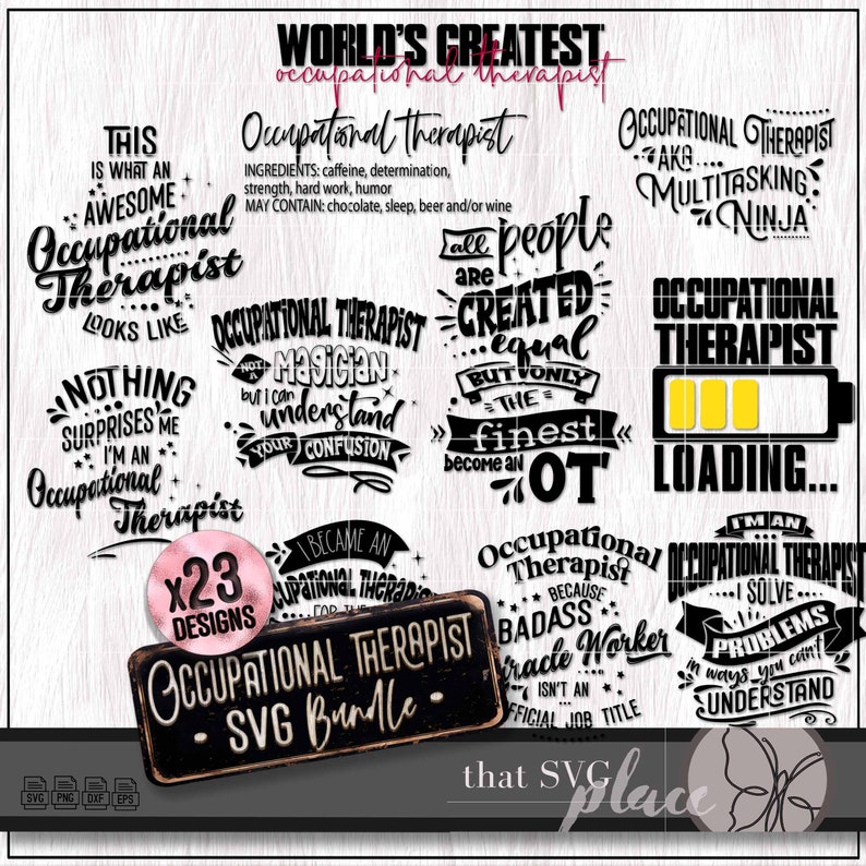 OT SVG Bundle, Occupational Therapy SVG Png, Therapist Svg Appreciation ...