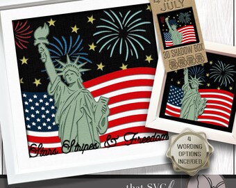 4th of July SVG #2, Patriotic SVG, Multi Layered Shadowbox Template, Fourth of July SVG, Paper Cut Light Box, Shadow Box Svg, Cricut File