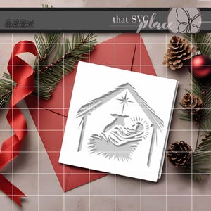 Krippe Baby Jesus Weihnachtskarte SVG, Krippe SVG, Krippe SVG, wahre Geschichte Silhouette Cricut Cut Datei svg