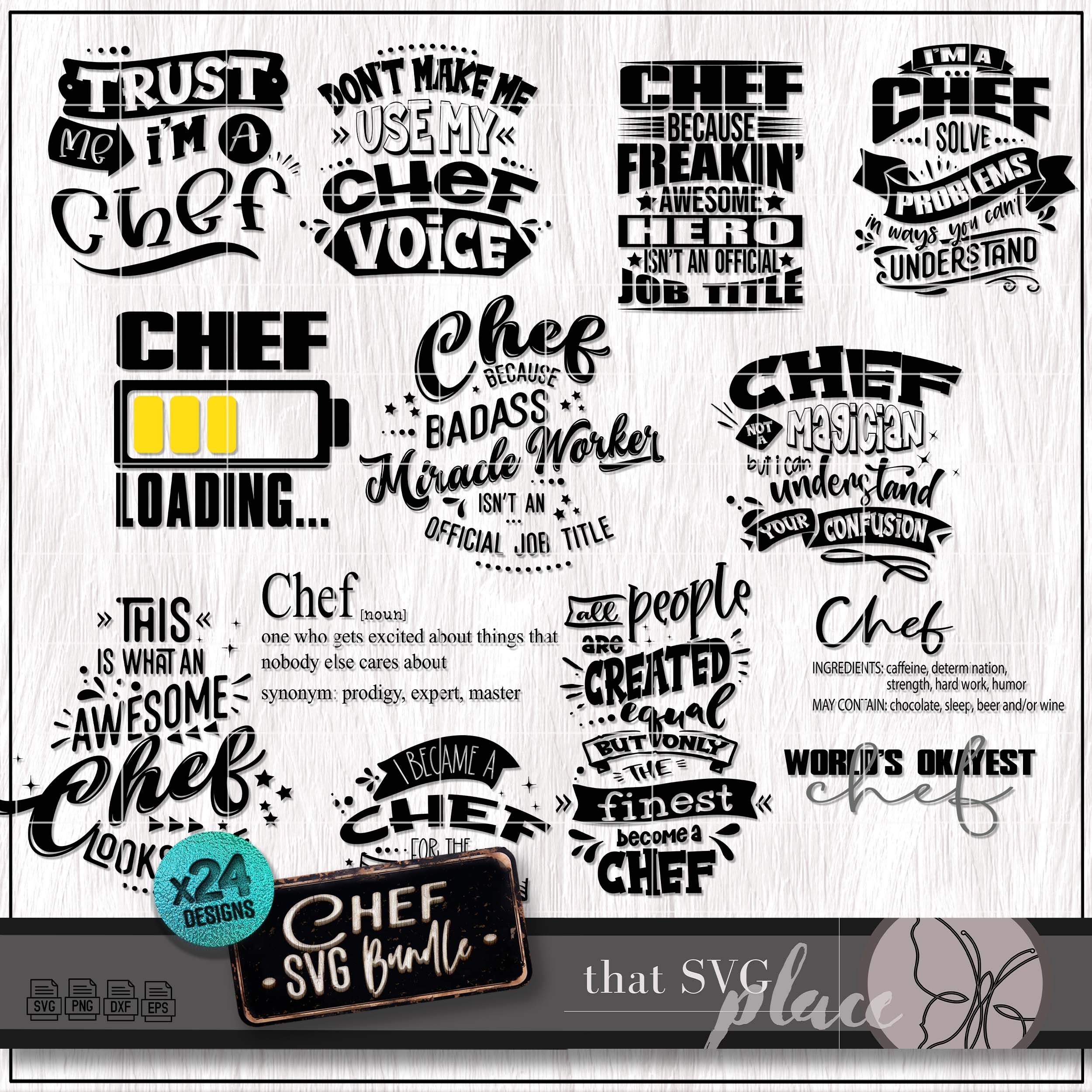 Chef SVG PNG Bundle, Cook SVG Clipart, Sous Chef Svg, Cooking ...