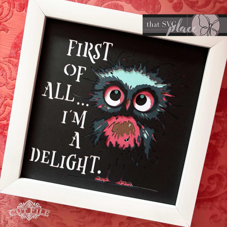 Uggla SVG, 3D-lagers Shadowbox-mall, pappersskuren ljuslåda, roligt citat, Shadow Box SVG, fågel SVG, Cricut-klippfil bild 5