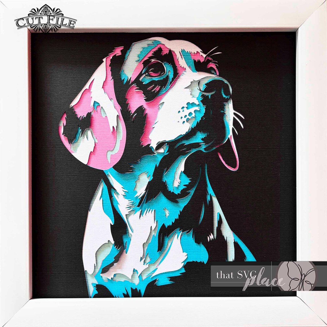 3D Beagle SVG, Layered Shadowbox Template, Paper Cut Light Box, Pet ...